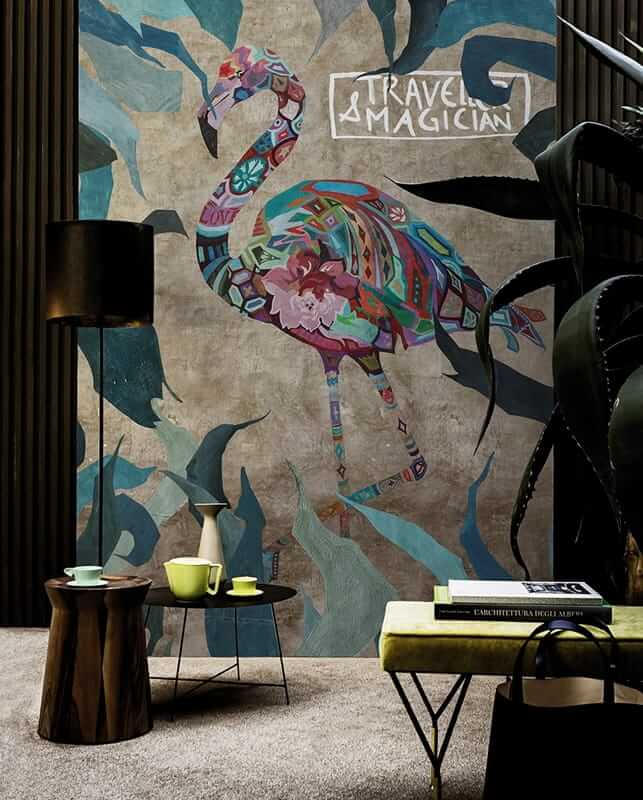tapeta kolorowy flaming pod prysznic Wall&Deco Pink wind WDPW1601 Contemporary 2016