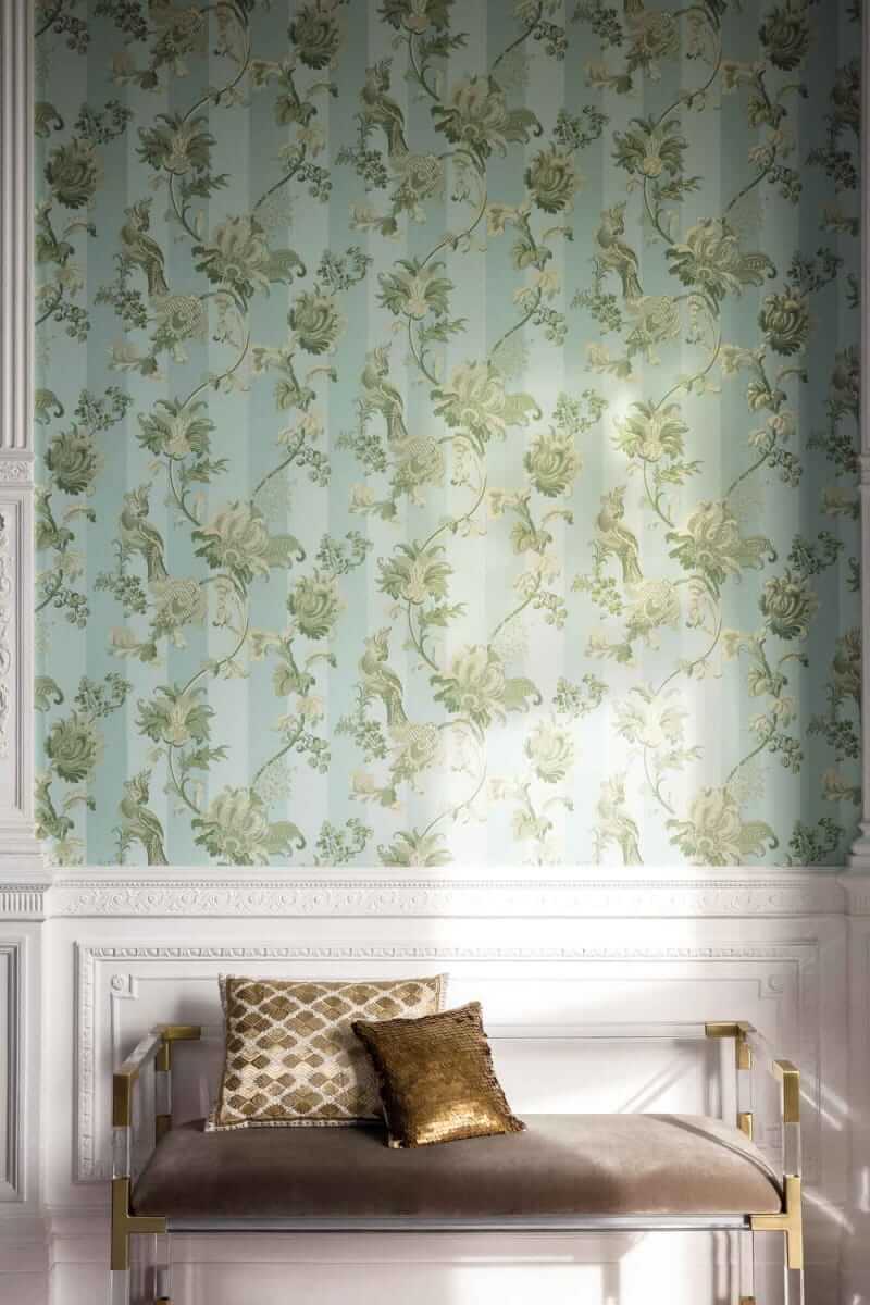 Tapeta papugi elegancka na zielonym tle Cole & Son Zerzura 1138020 Martyn Bullard Lawrence