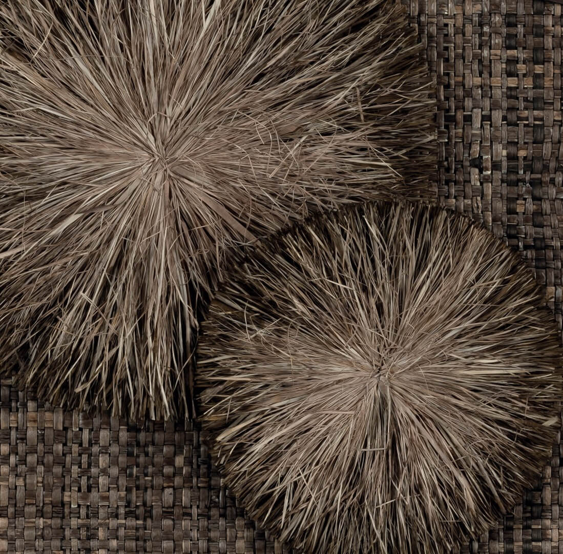 Ekskluzywna Tapeta Pompony Brązowa CMO Paris Raphia Rosace Ecorce WRA 07 75 Raffia Wallcovering 2