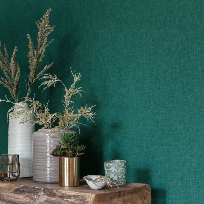 Tapeta imitująca tkanine zielona Caselio Linen 2