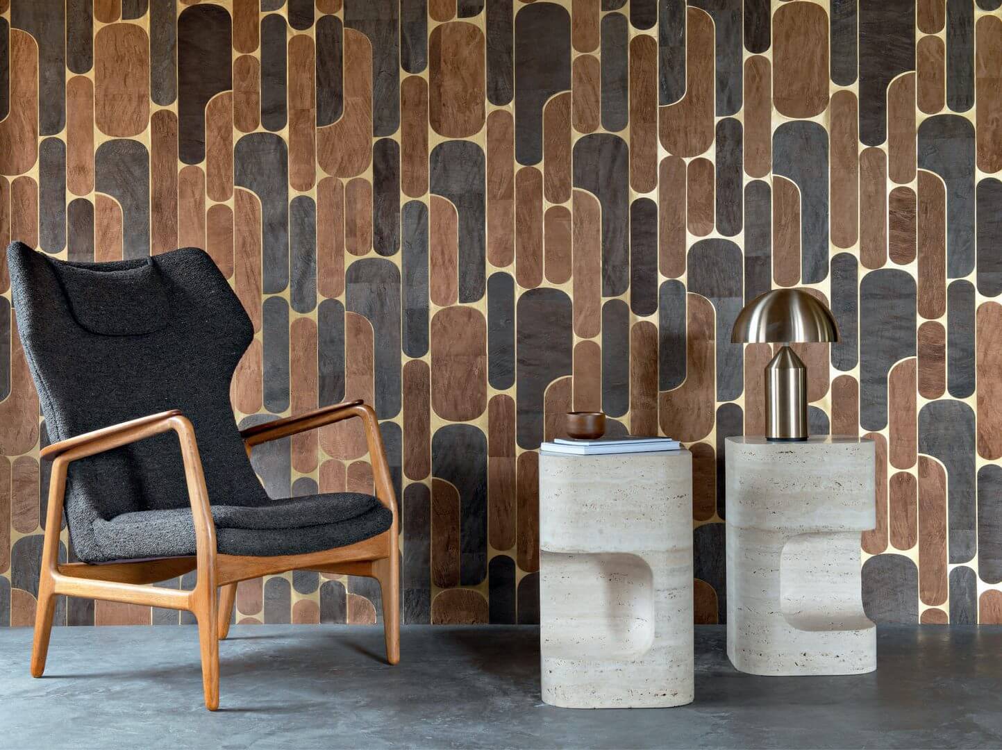 Tapeta Geometryczna Naturalna CMO Paris Murier Ovale Ecorce Tabac Or WMU 02 72 Mulberry Wallcovering