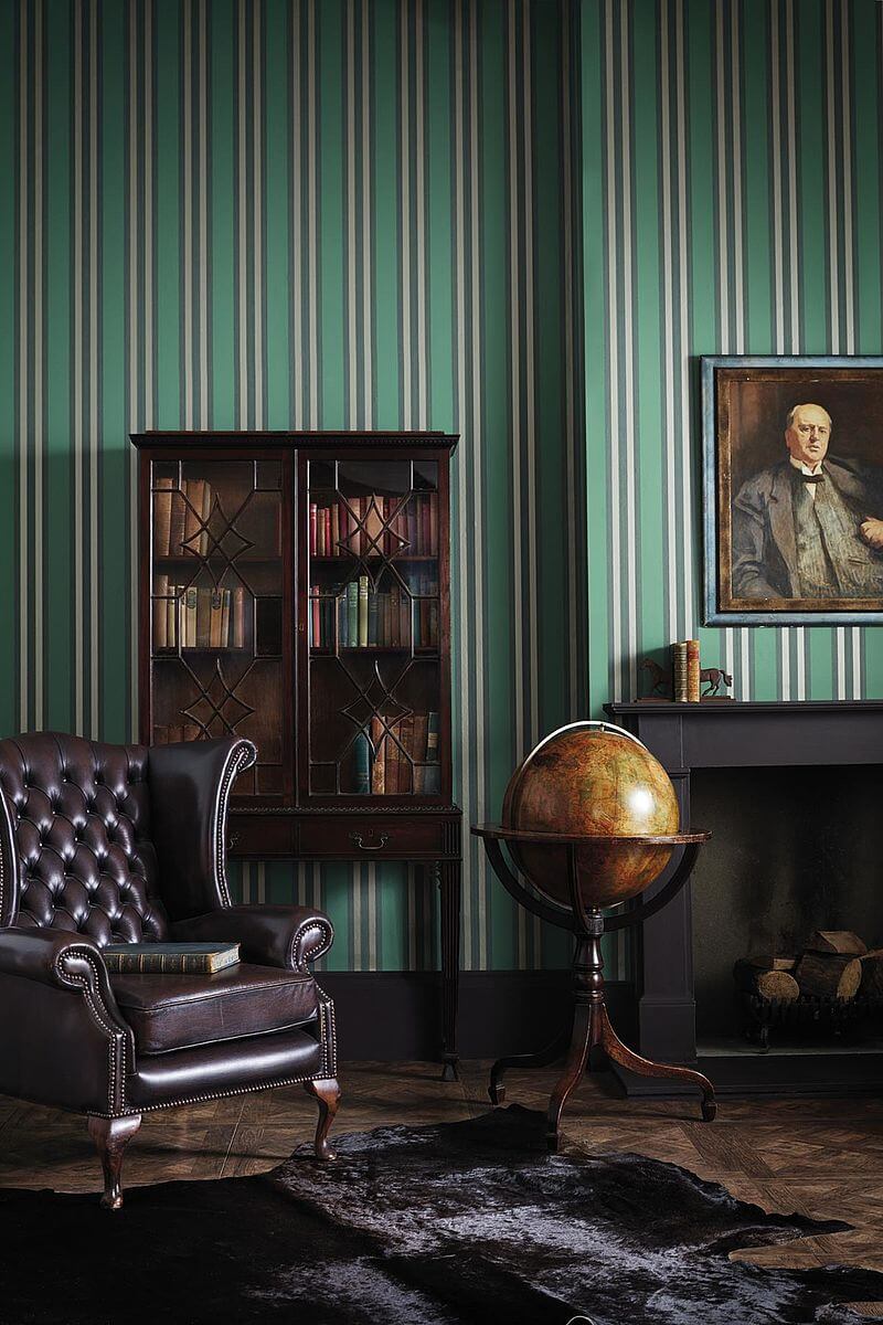 Tapeta w pasy na ścianie do gabinetu Cole & Son Polo Stripe 1101002 Marquee Stripes