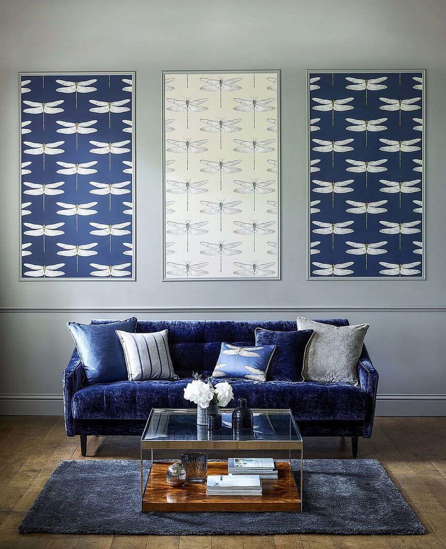 tapeta w ważki aranżacja salonu