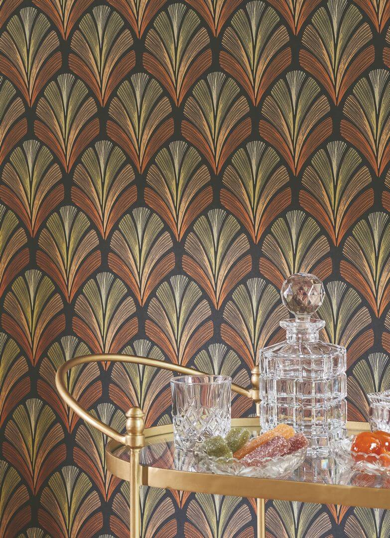 Tapeta wachlarze w stylu art-deco Casadeco ANFO 201053215 Folies ST-James Annees Folles