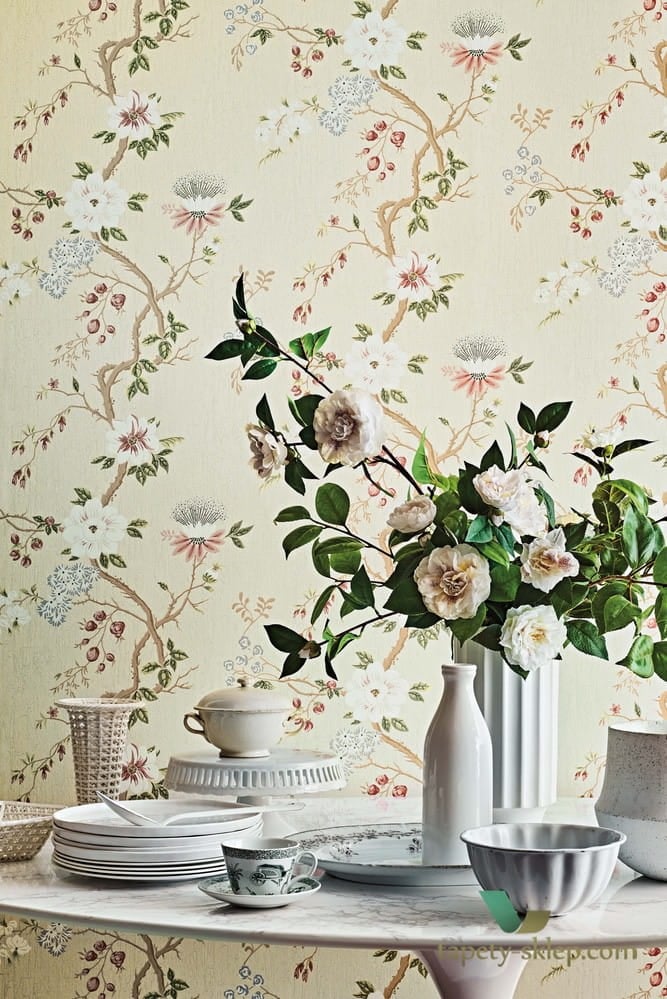 Tapeta kwiatowe pnącza Cole&Son Camellia 115/8023 Botanical Botanica