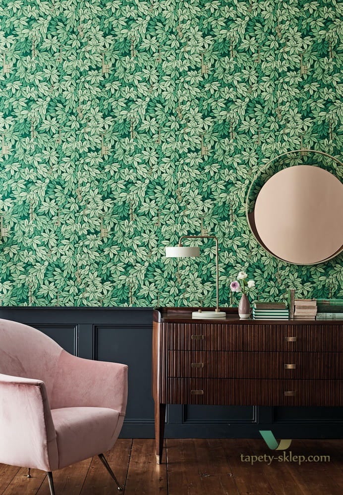 Tapeta Liście i Klucze Cole&Son Chiavi Segrete 114/26050 Fornasetti Senza Tempo