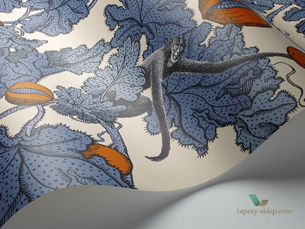 Tapeta Małpy i Owoce Granatu Cole&Son Frutto Proibito 114/1003 Fornasetti Senza Tempo