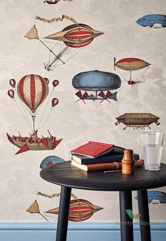 Tapeta Latające Maszyny Macchine Volanti 97/1002 Cole&Son Fornasetti Senza Tempo