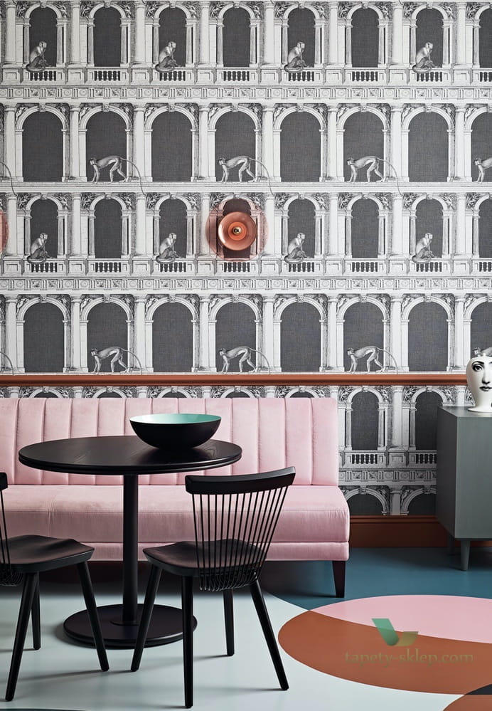 Tapeta Architektoniczna Małpy Cole&Son Procuratie e Scimmie 114/21041 Fornasetti Senza Tempo