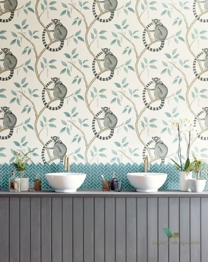 Tapeta lemury Sanderson 216664 Ringtailed Lemur The Glasshouse