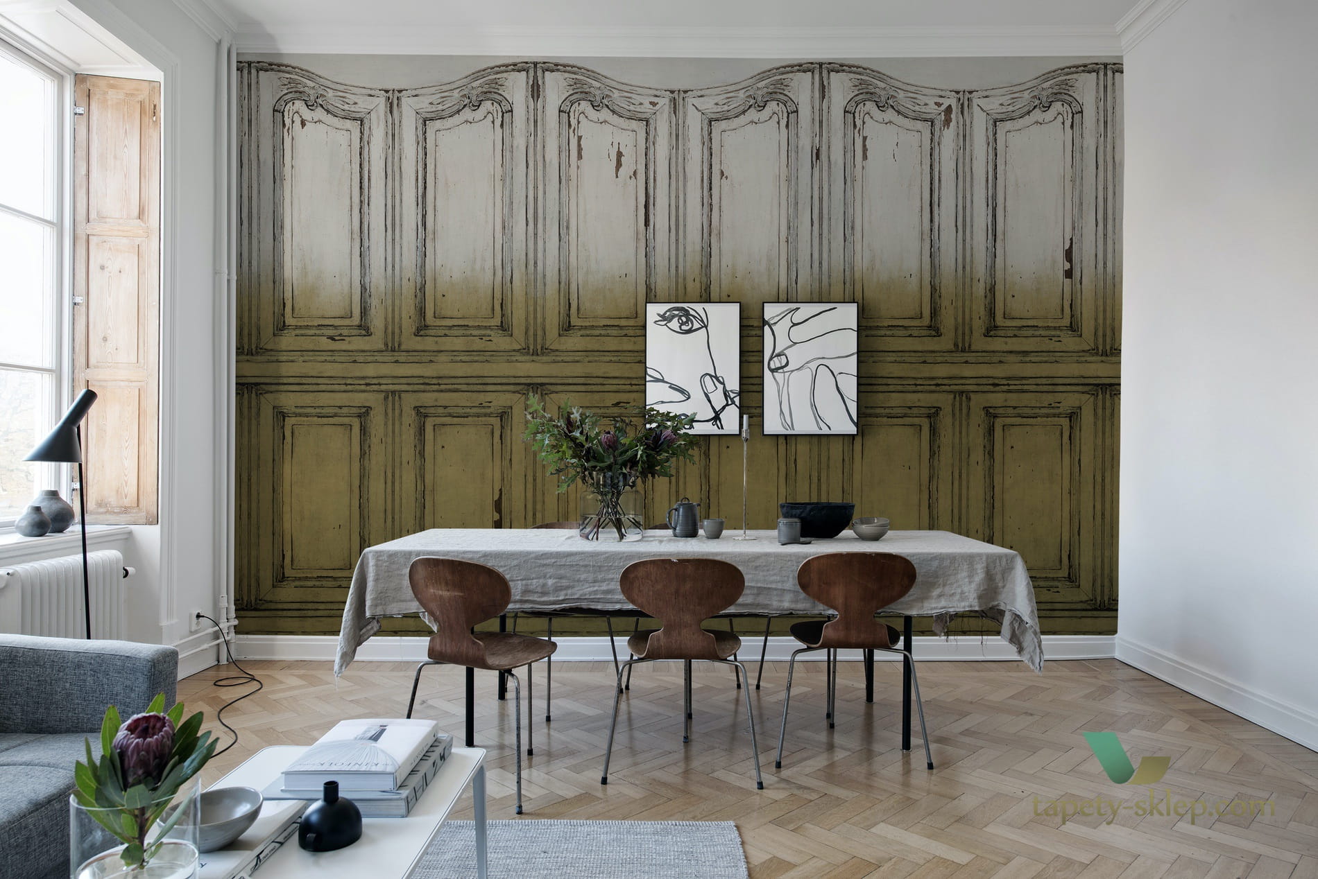 Fototapeta Rebel Walls R15603 Parisian Panels Dip Dye Yellow