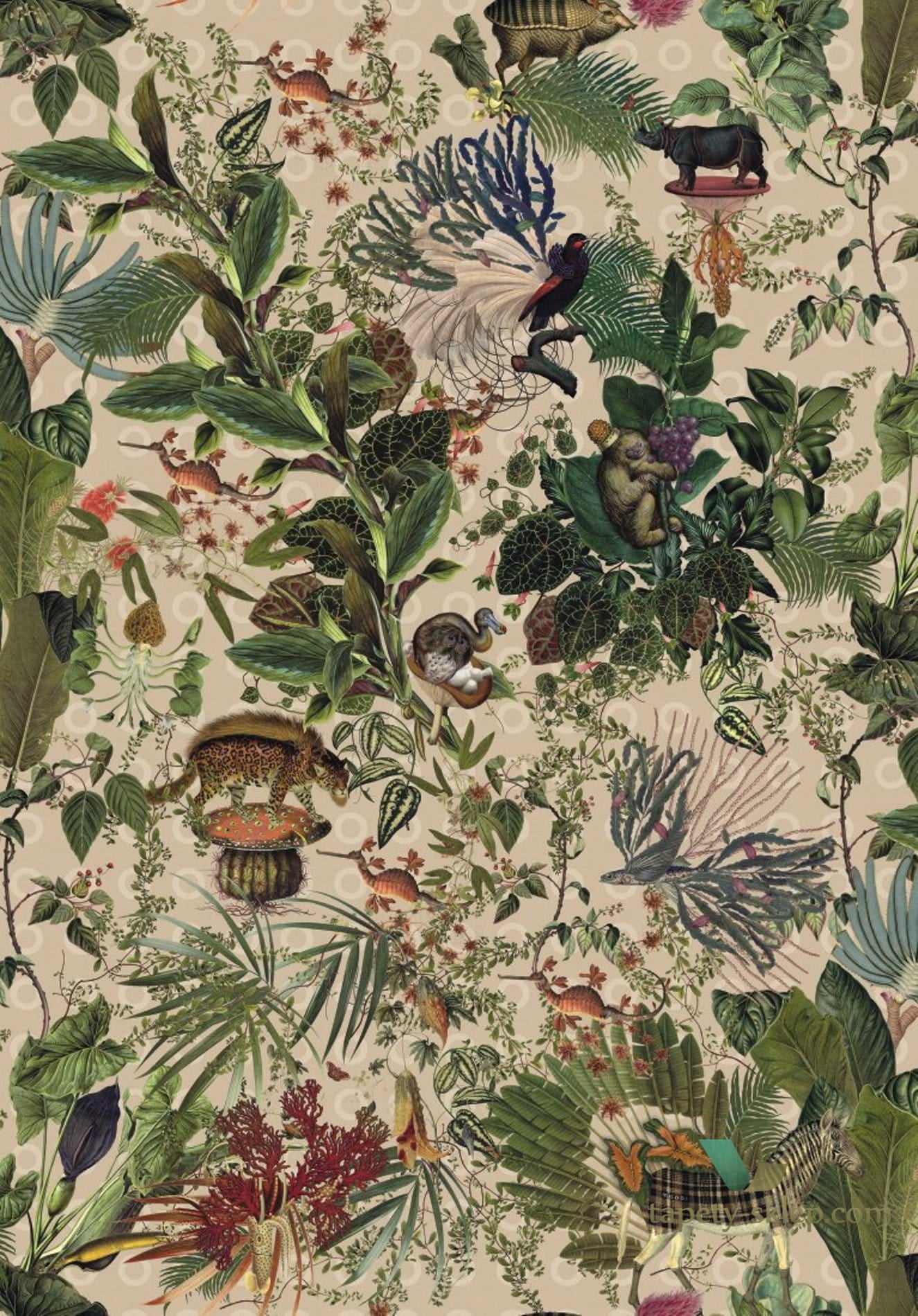 Tapeta Zwierzęta Arte Moooi MO2072 Menagerie of Extinct Animals Ivory
