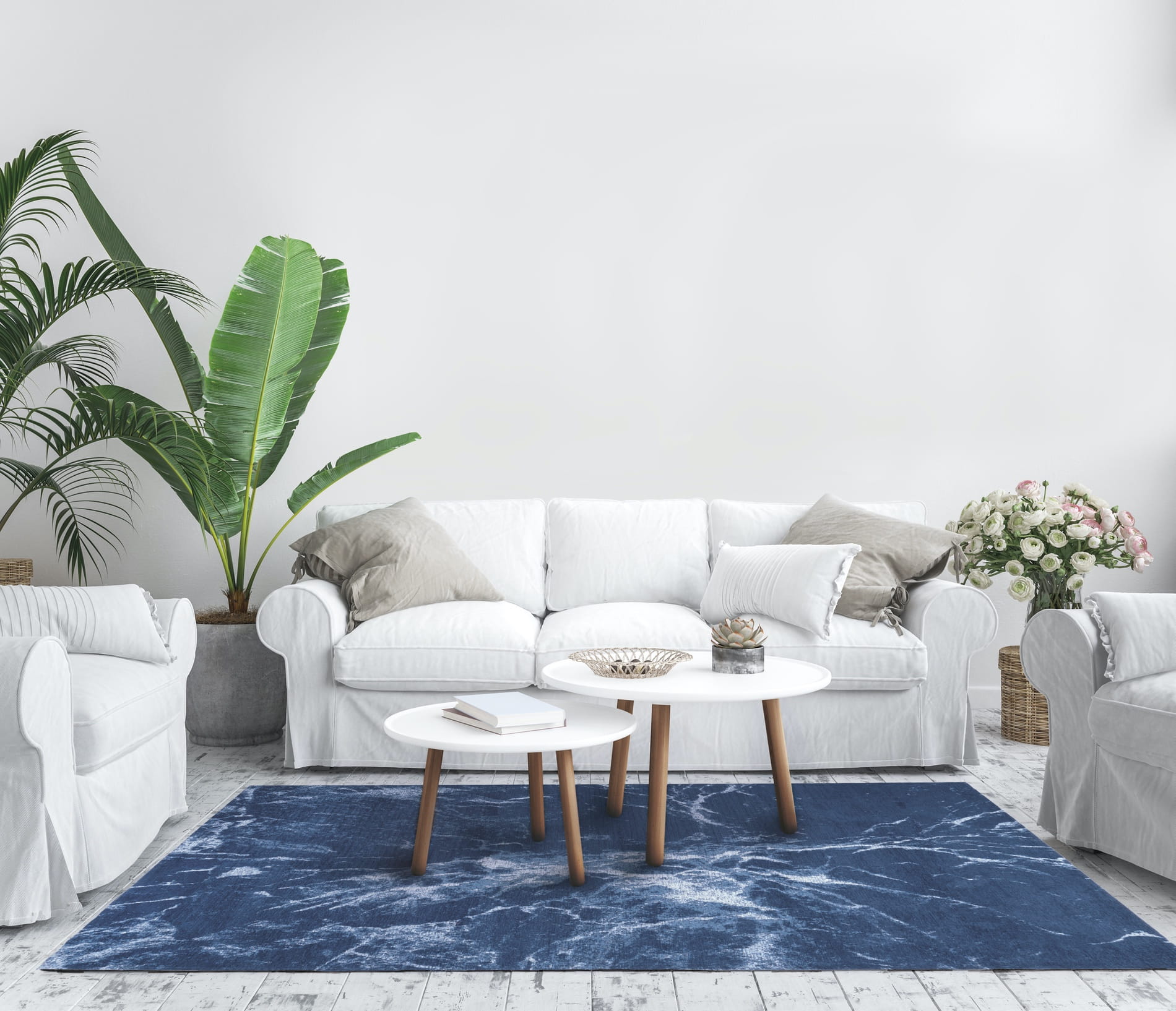 Dywan granatowy jak marmur  Atlantic Blue Carpet Decor