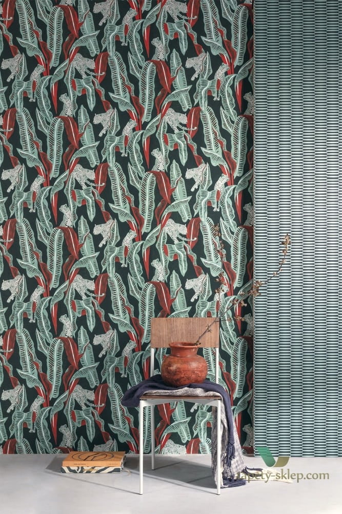 Tapeta gepardy i liście Khroma OMB106 Jagar Ombra