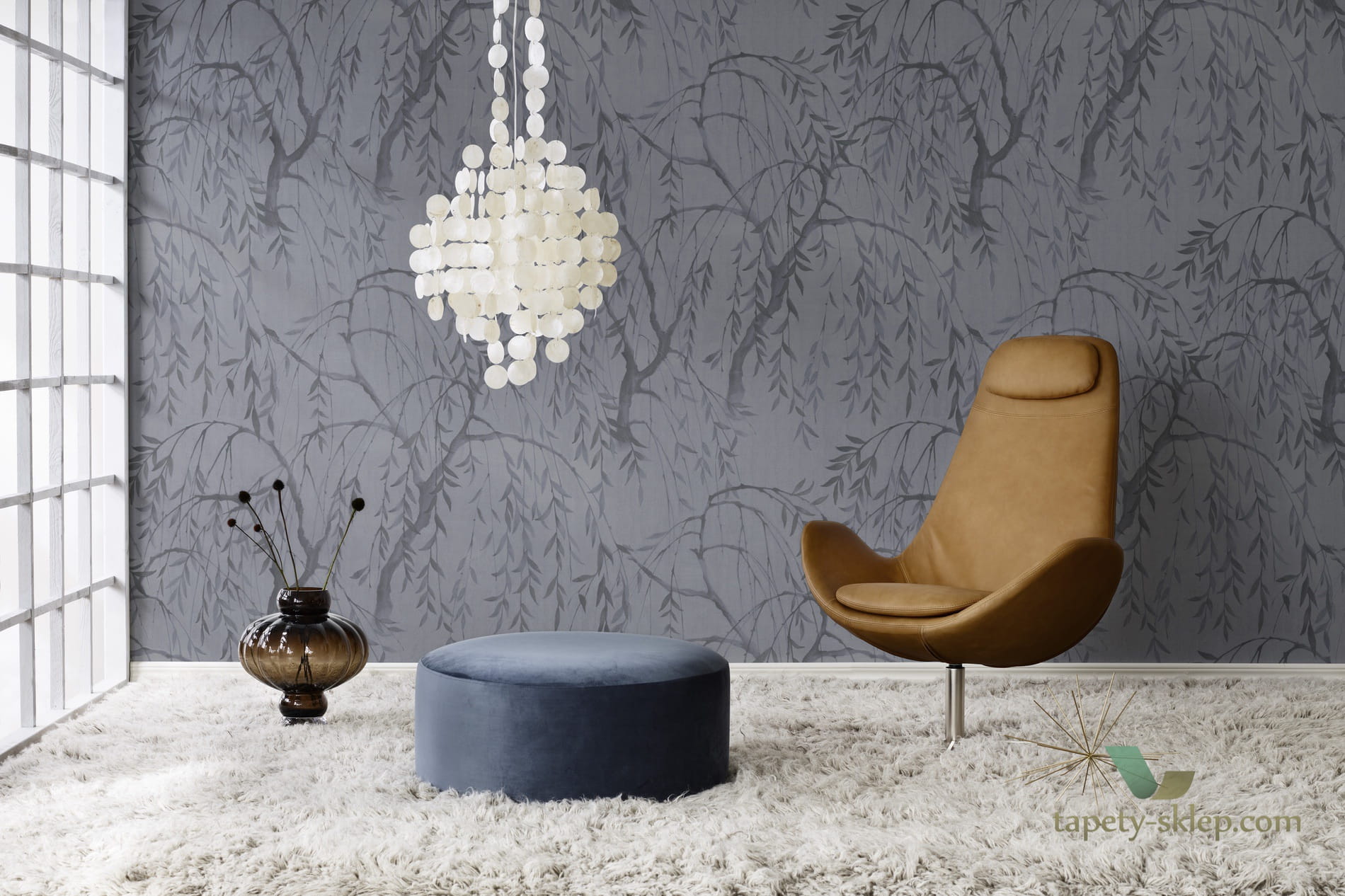 Tapeta Rebel Walls R16773 Weeping Willows Still Waters Blue