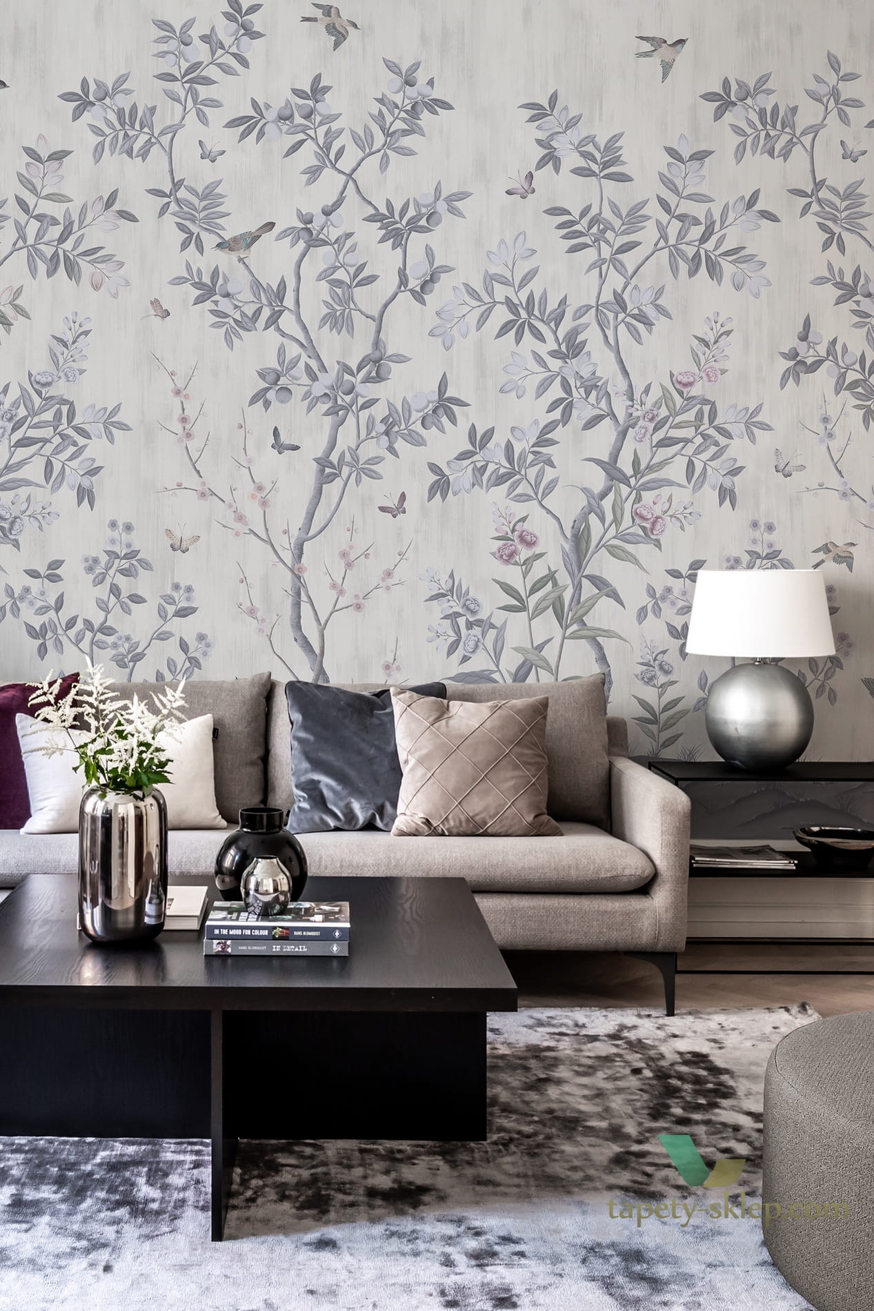 Tapeta Rebel Walls R16741 Chinoiserie Chic Pearl Gray