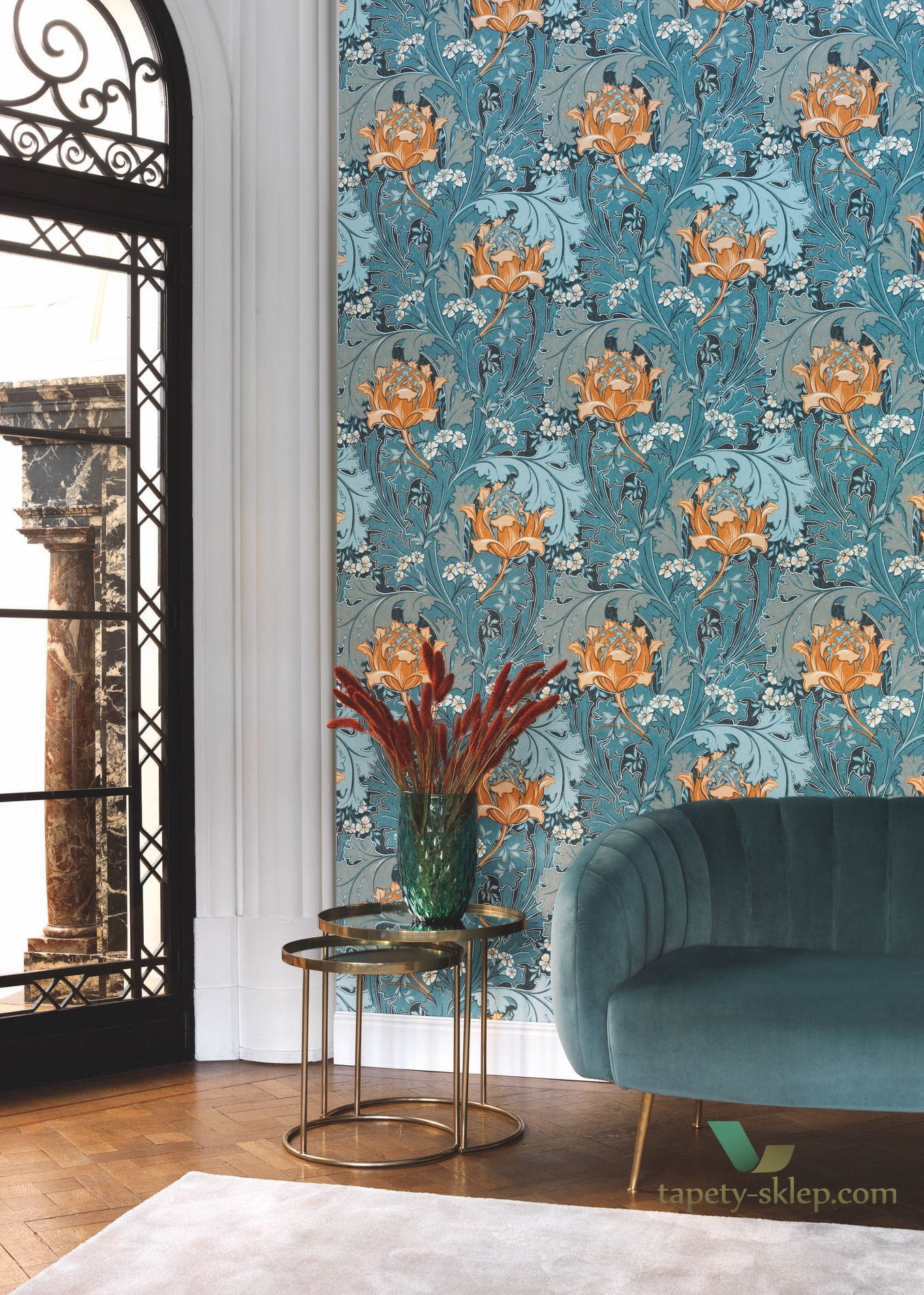 Tapeta roślinny ornament Casadeco OXFD84069432 Jane Oxford