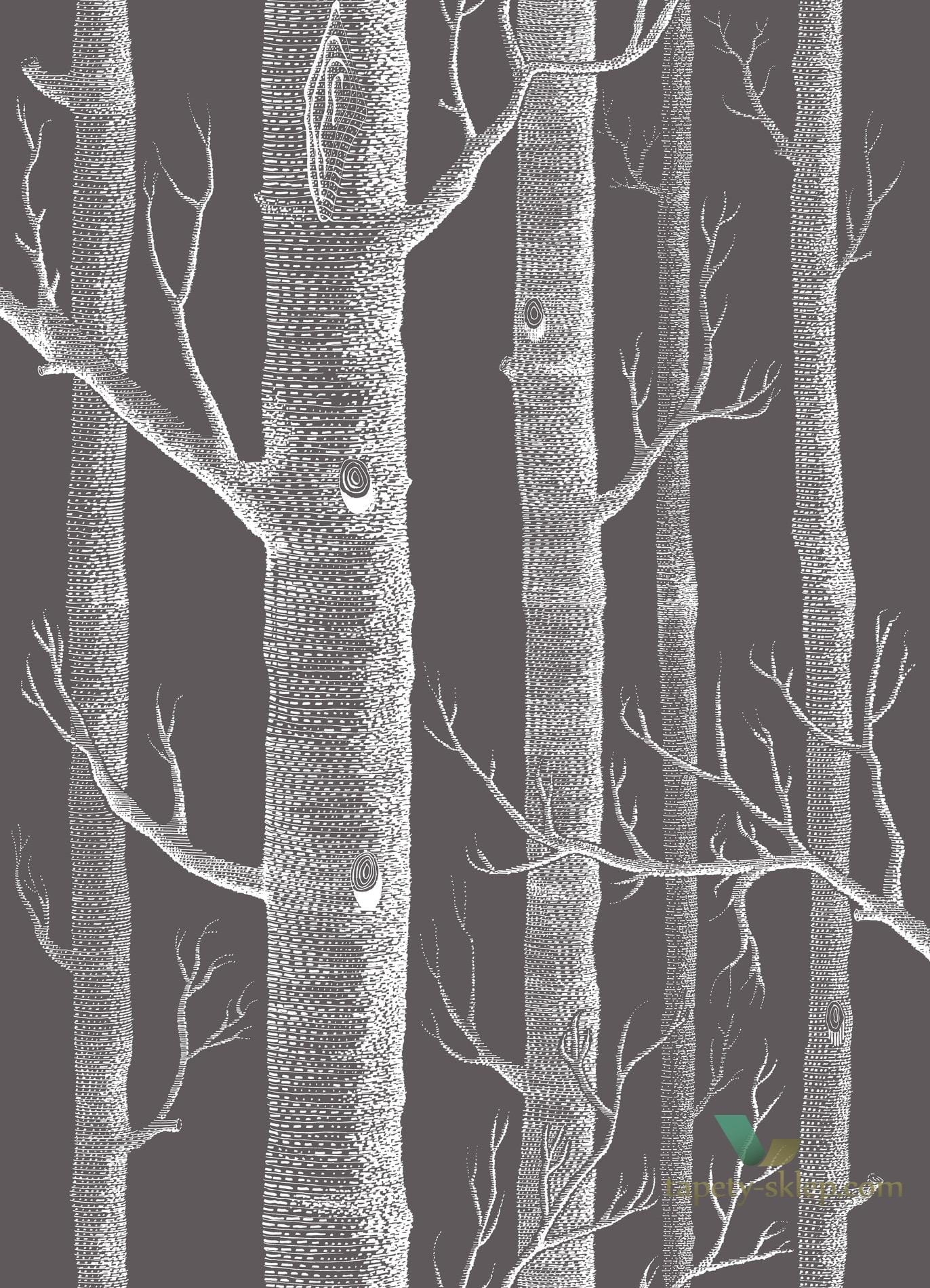 Tkanina czarna w drzewa brzozy Cole&Son Woods F111/7027LU The Contemporary Collection