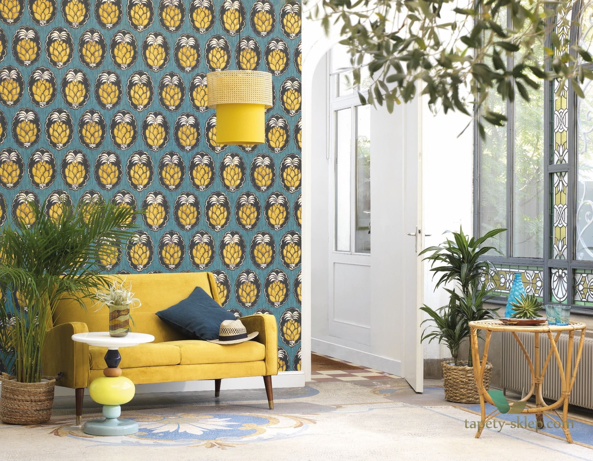 Tapeta Ananas Casadeco CBBA84352323 Pina Cuba