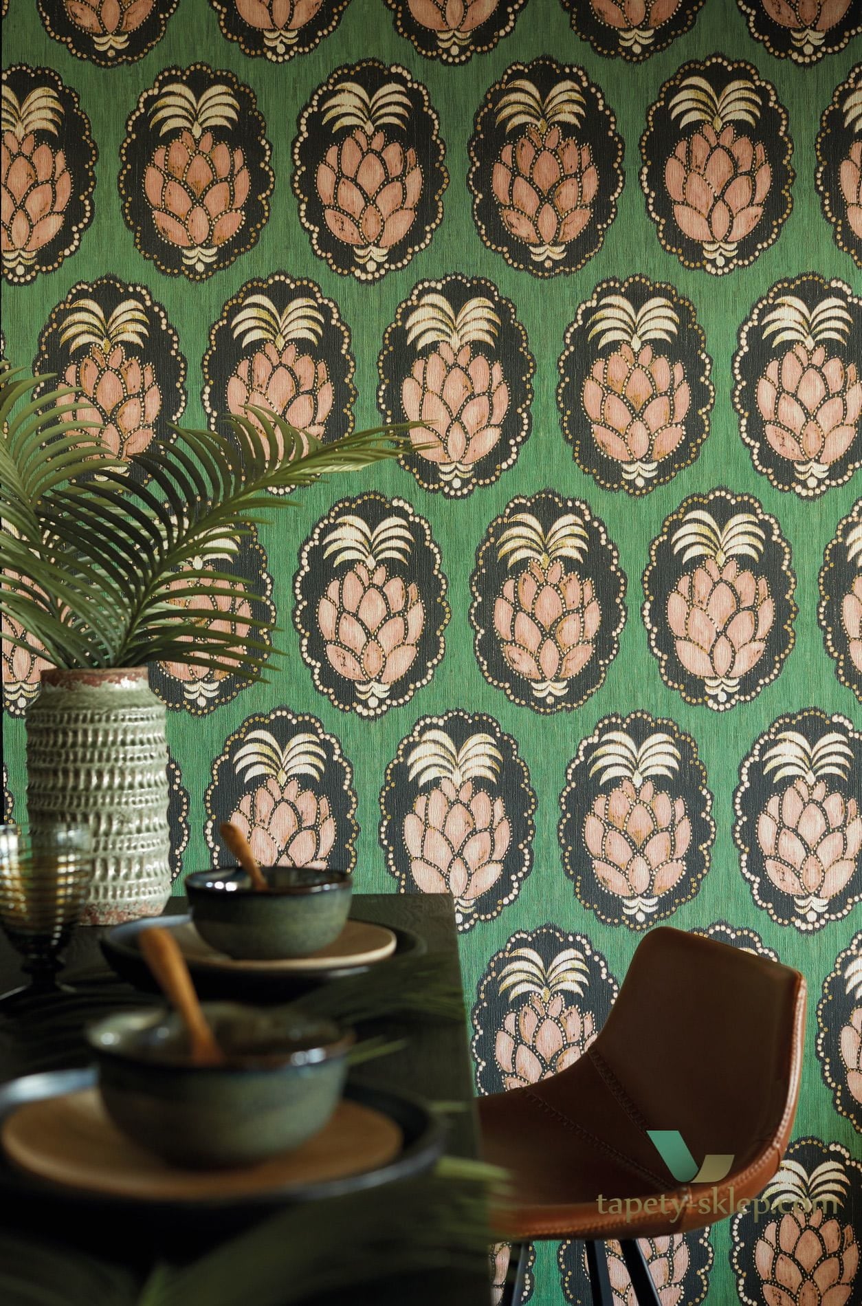 Tapeta Ananas Casadeco CBBA84352323 Pina Cuba