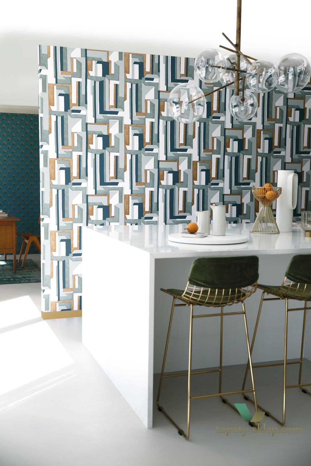 Tapeta geometryczna w stylu retro Casamance 74481352 Jazz Misura