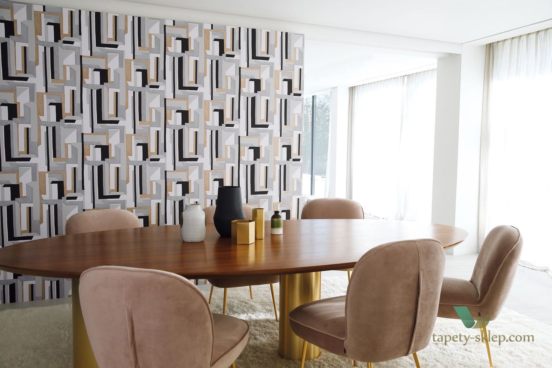 Tapeta geometryczna w stylu retro Casamance 74481454 Jazz Misura
