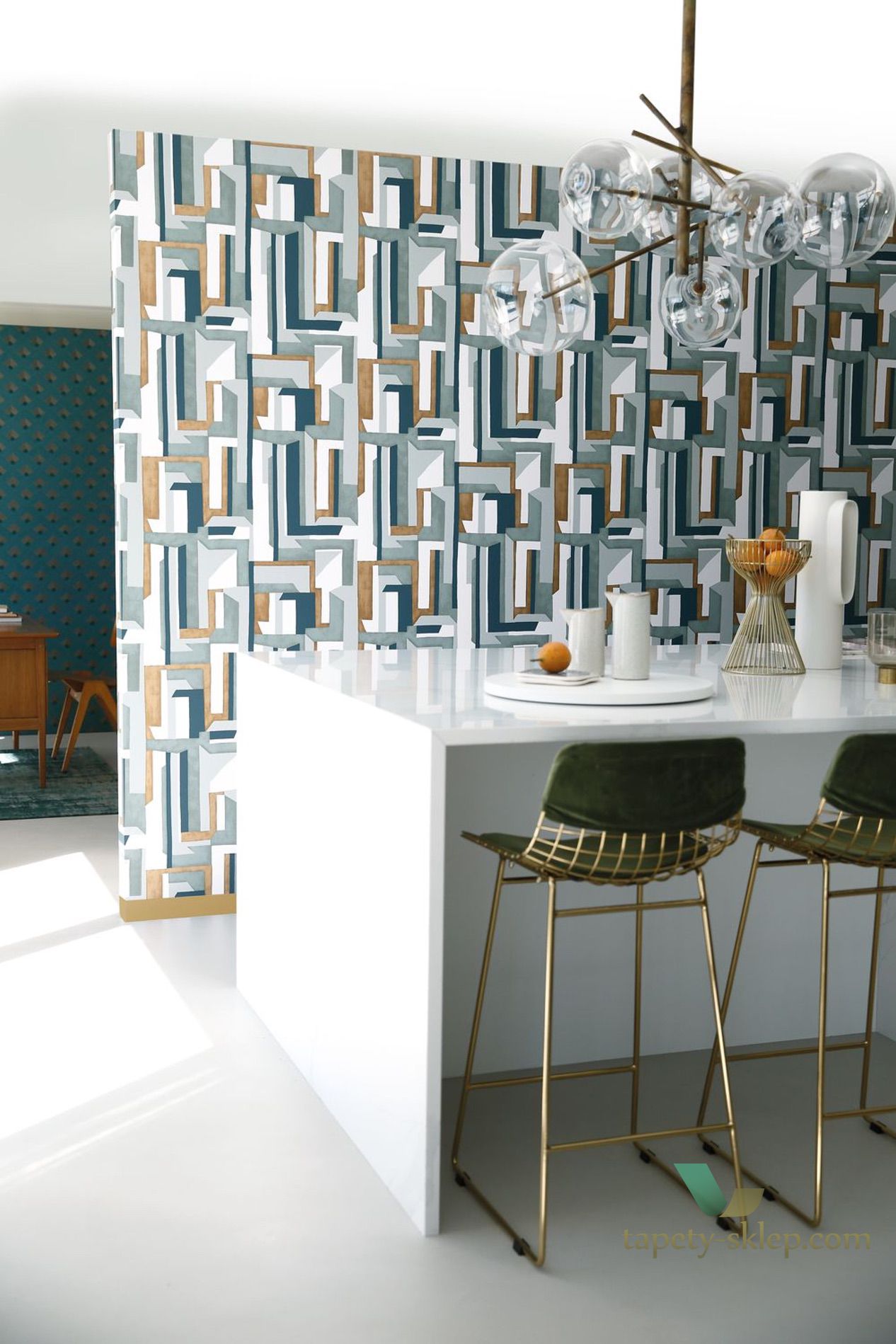 Tapeta geometryczna w stylu retro Casamance 74481454 Jazz Misura
