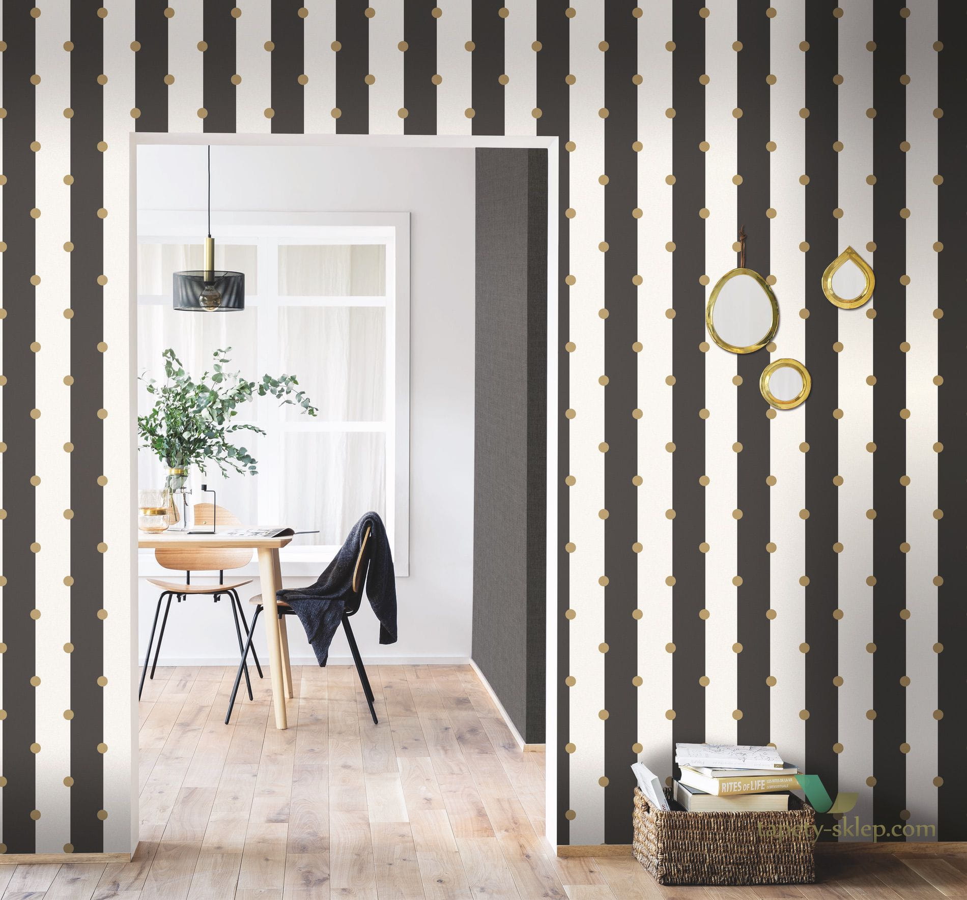 Tapeta w pasy i kropki Caselio MLG 101229023 Moonlight