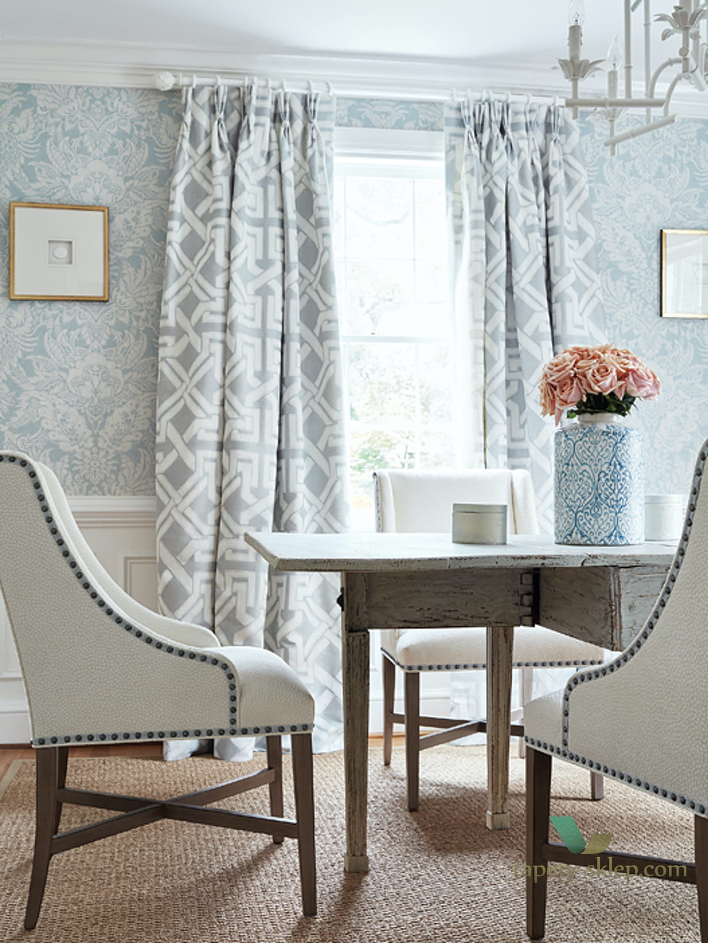 Tapeta Thibaut T72584 Chardonnet Damask Chestnut Hill