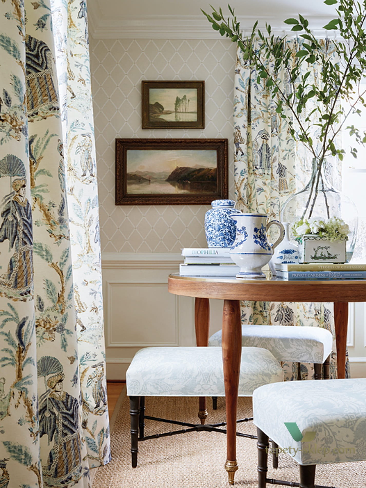 Tapeta Thibaut T72638 Pompton Trellis Chestnut Hill