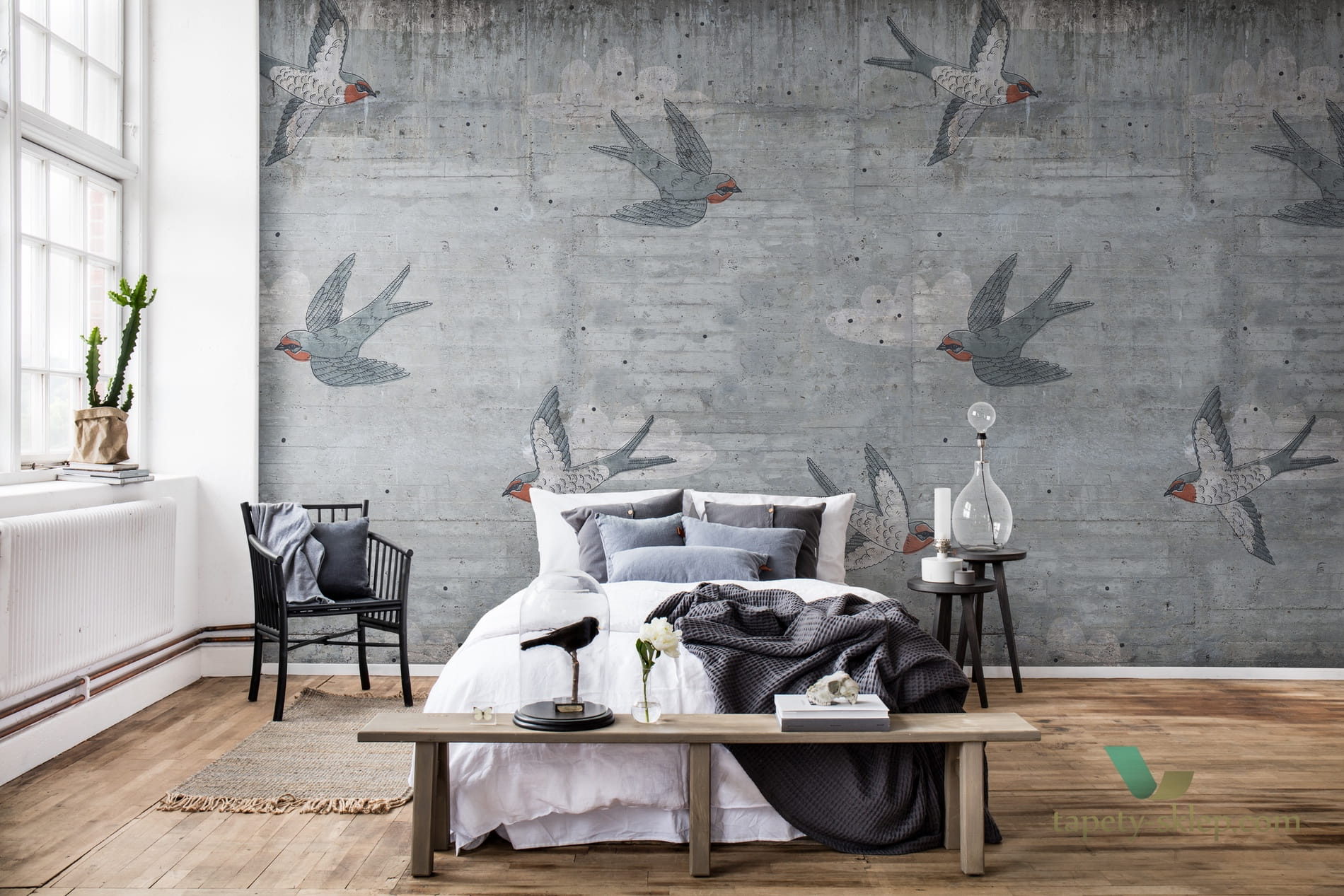 Fototapeta Rebel Walls R16971 Concrete Art Swallow