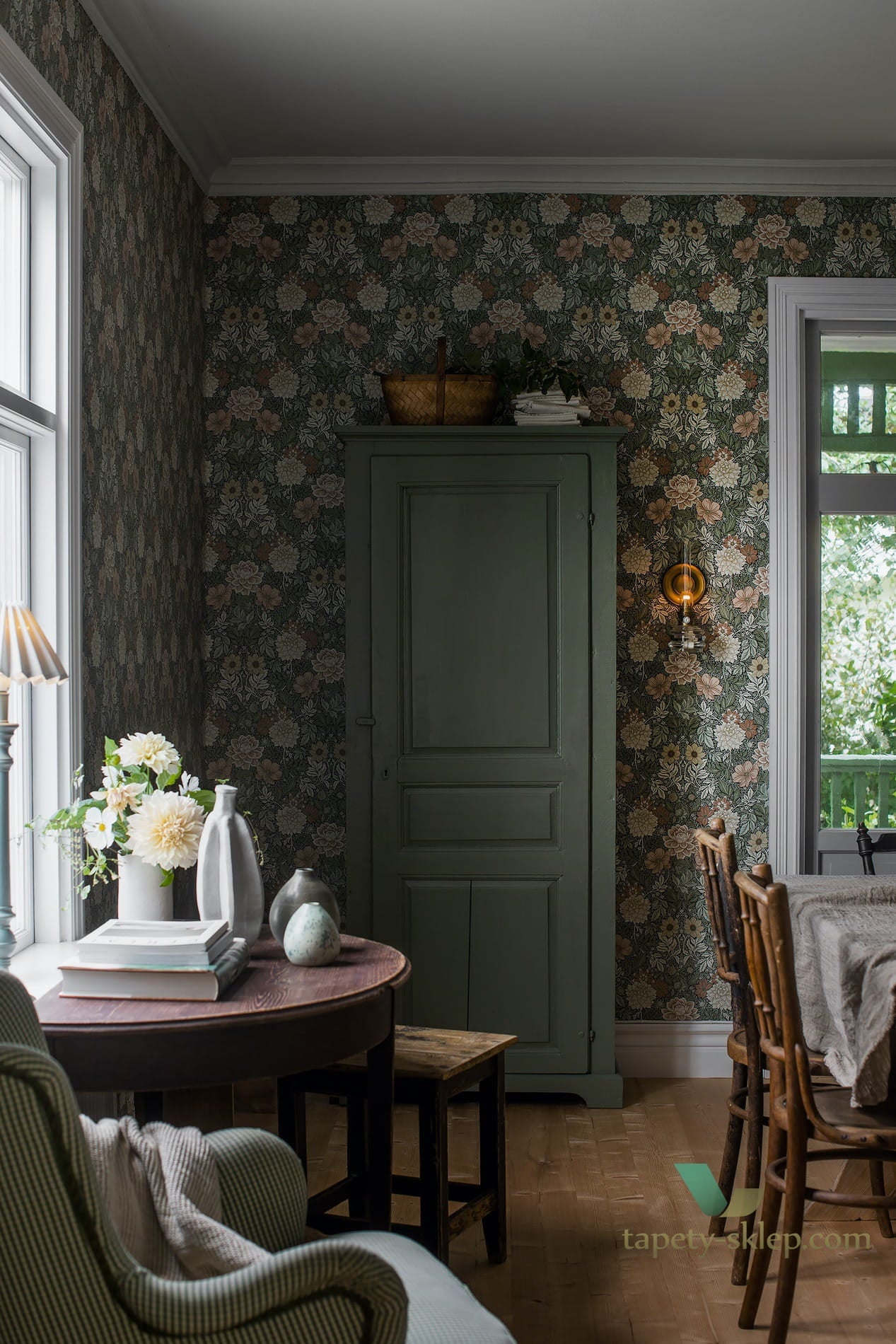 Tapeta Kwiaty Vintage Boras 7665 Dahlia Garden Falsterbo III