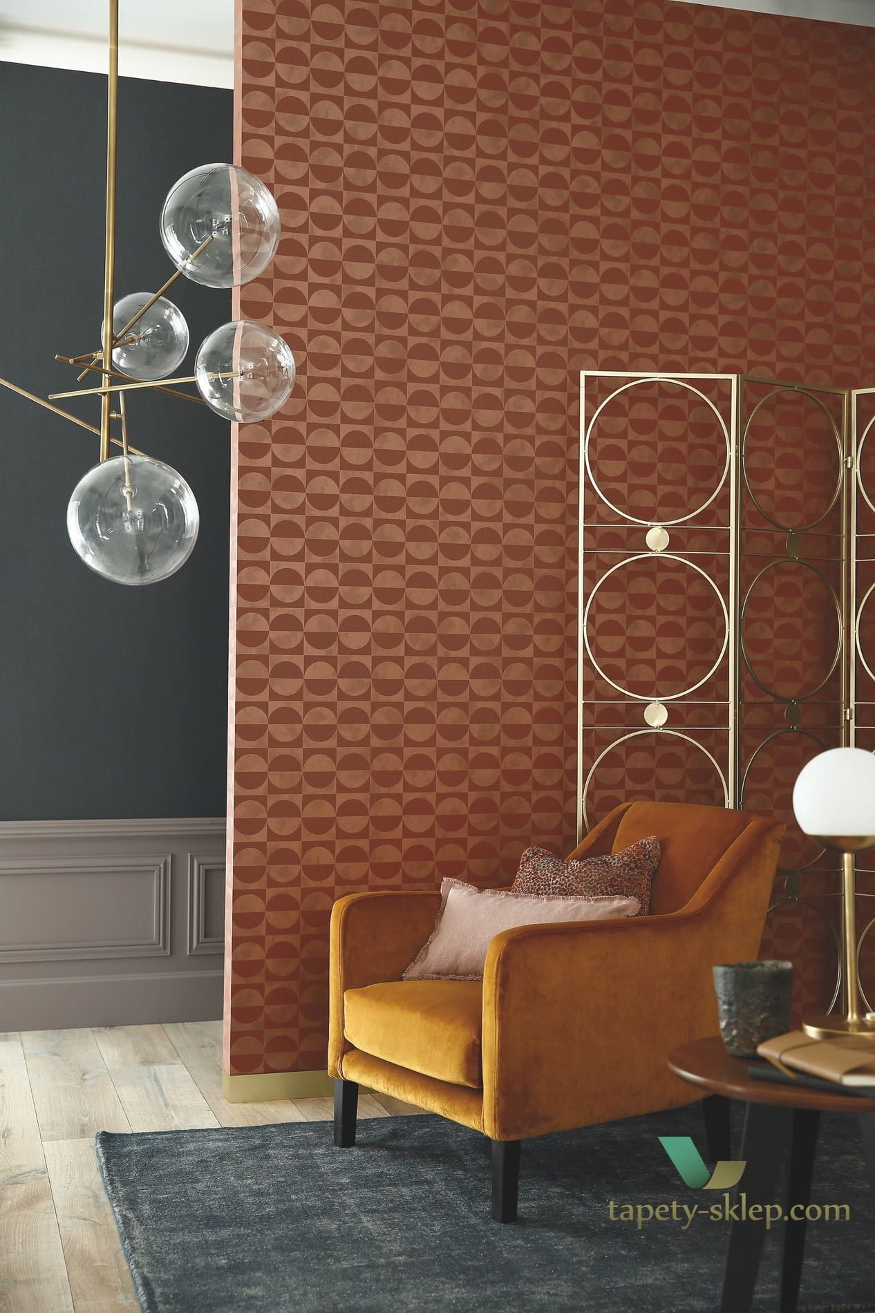 Tapeta z geometrycznym wzorem Casamance 74591528 Circles Delta