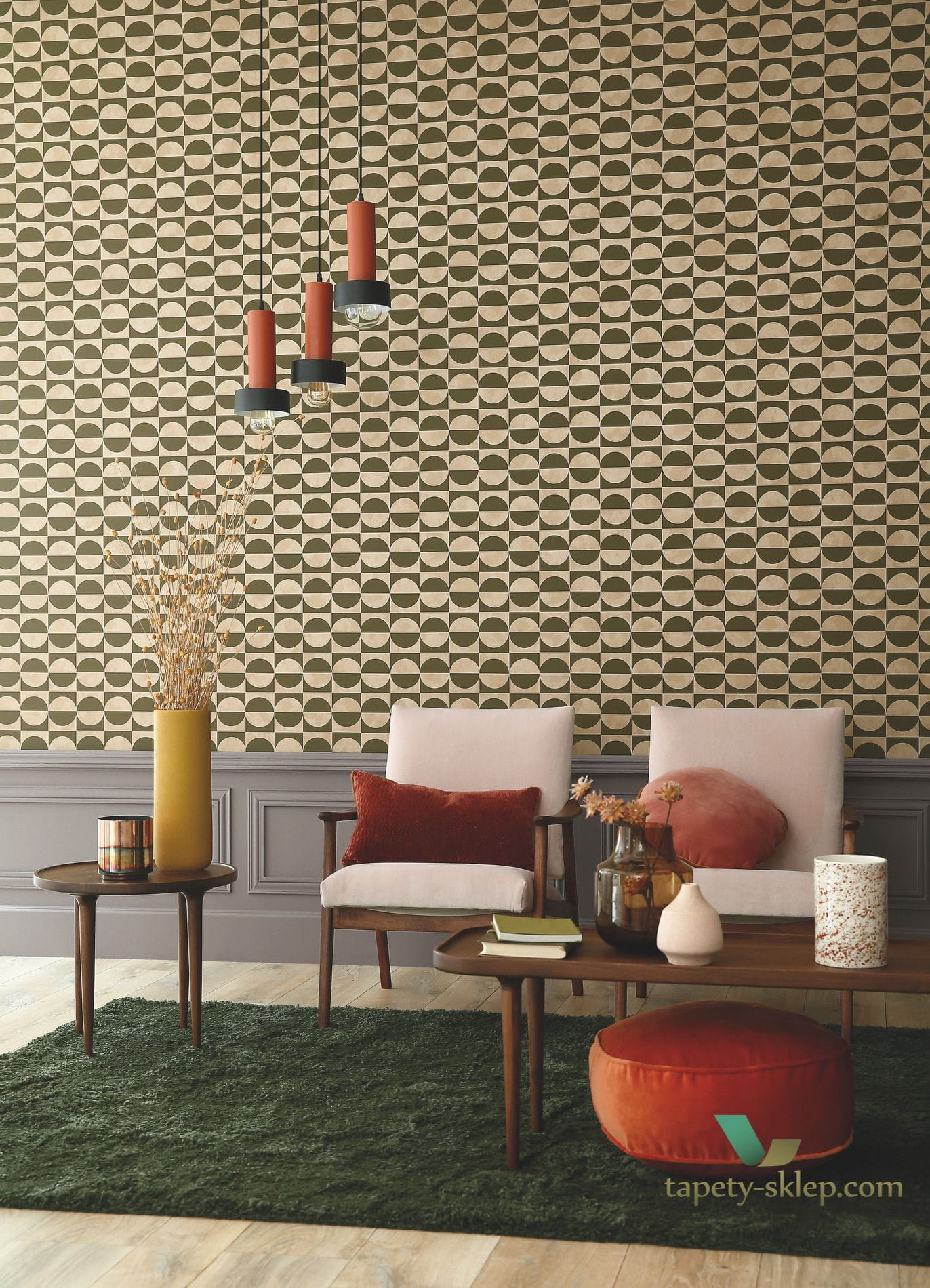 Tapeta z geometrycznym wzorem Casamance 74591528 Circles Delta
