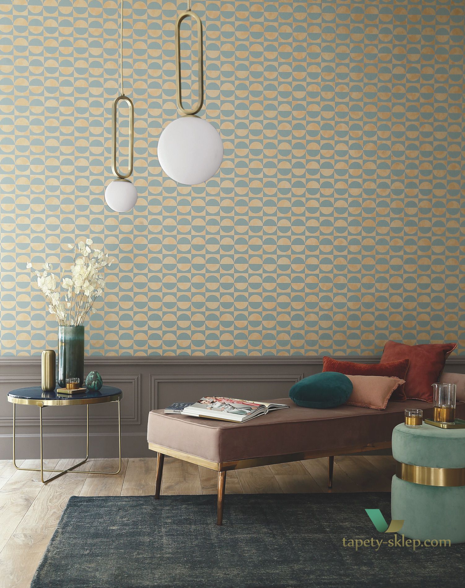 Tapeta z geometrycznym wzorem Casamance 74591528 Circles Delta