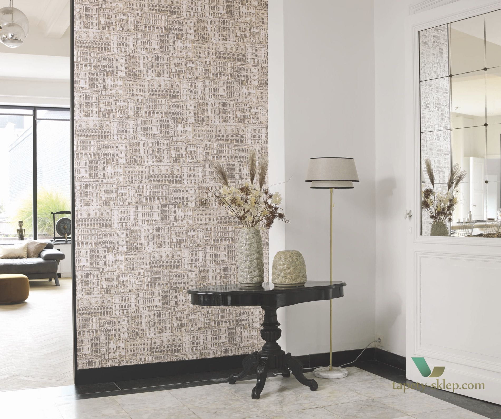 Tapeta fasady kamienic Casadeco MTSE86050423 Montsegur