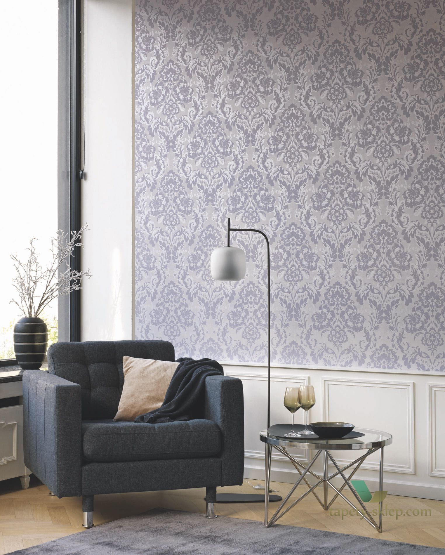 Tapeta kwiatowy ornament Casadeco MTSE86069460 Montsegur