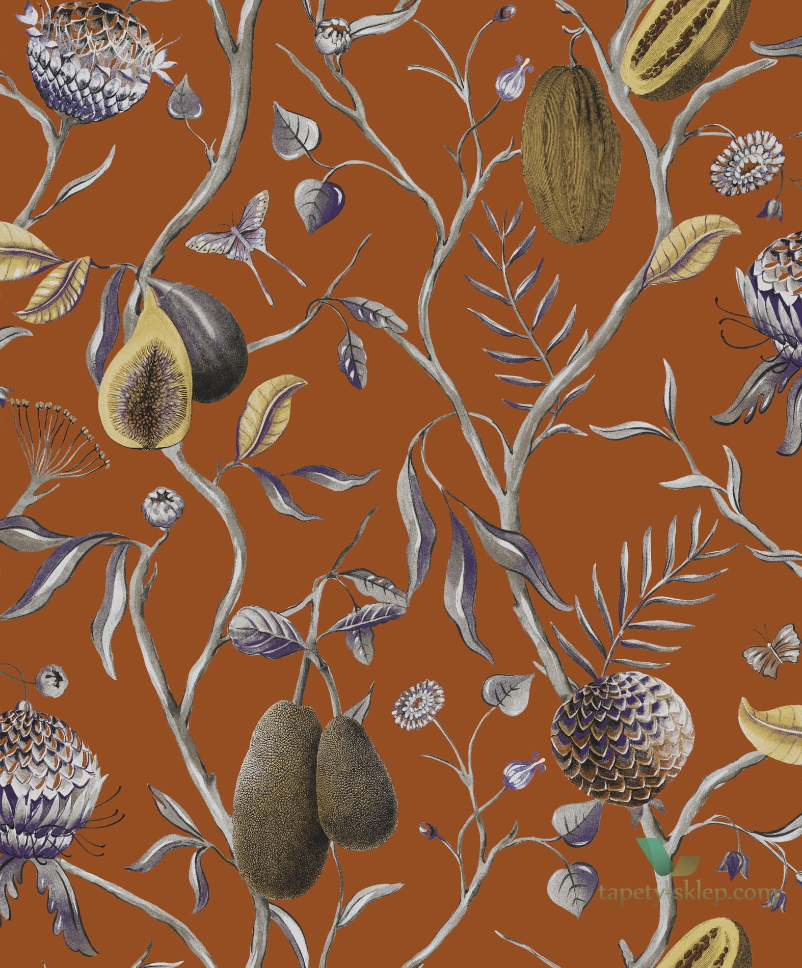 Tapeta botaniczna Khroma CAB604 Papaya Cabinet of Curiosities