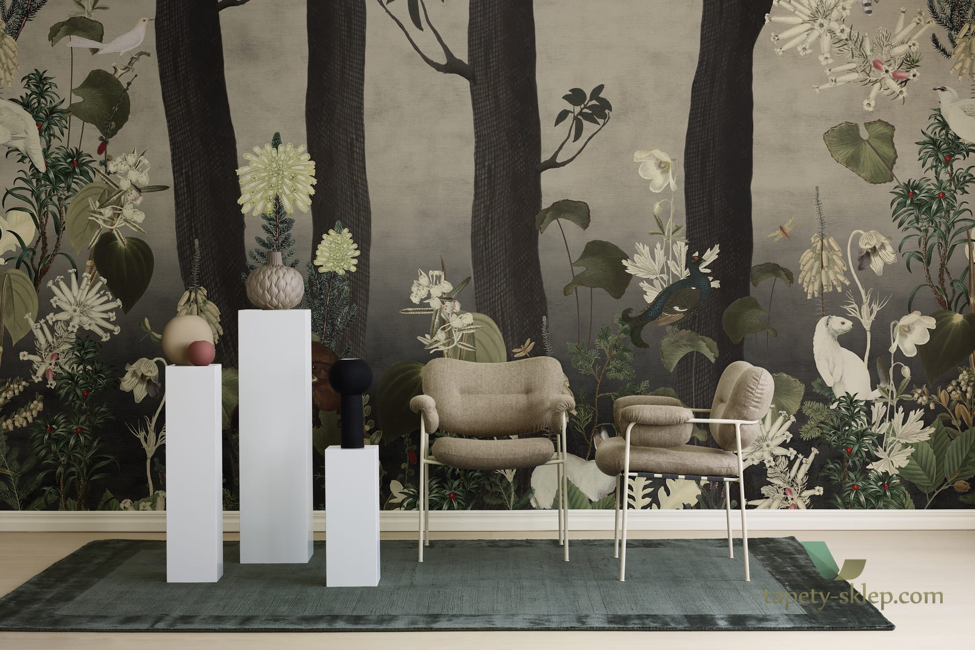 Tapeta Rebel Walls R17132 Rabbit Hole Moss & Coral