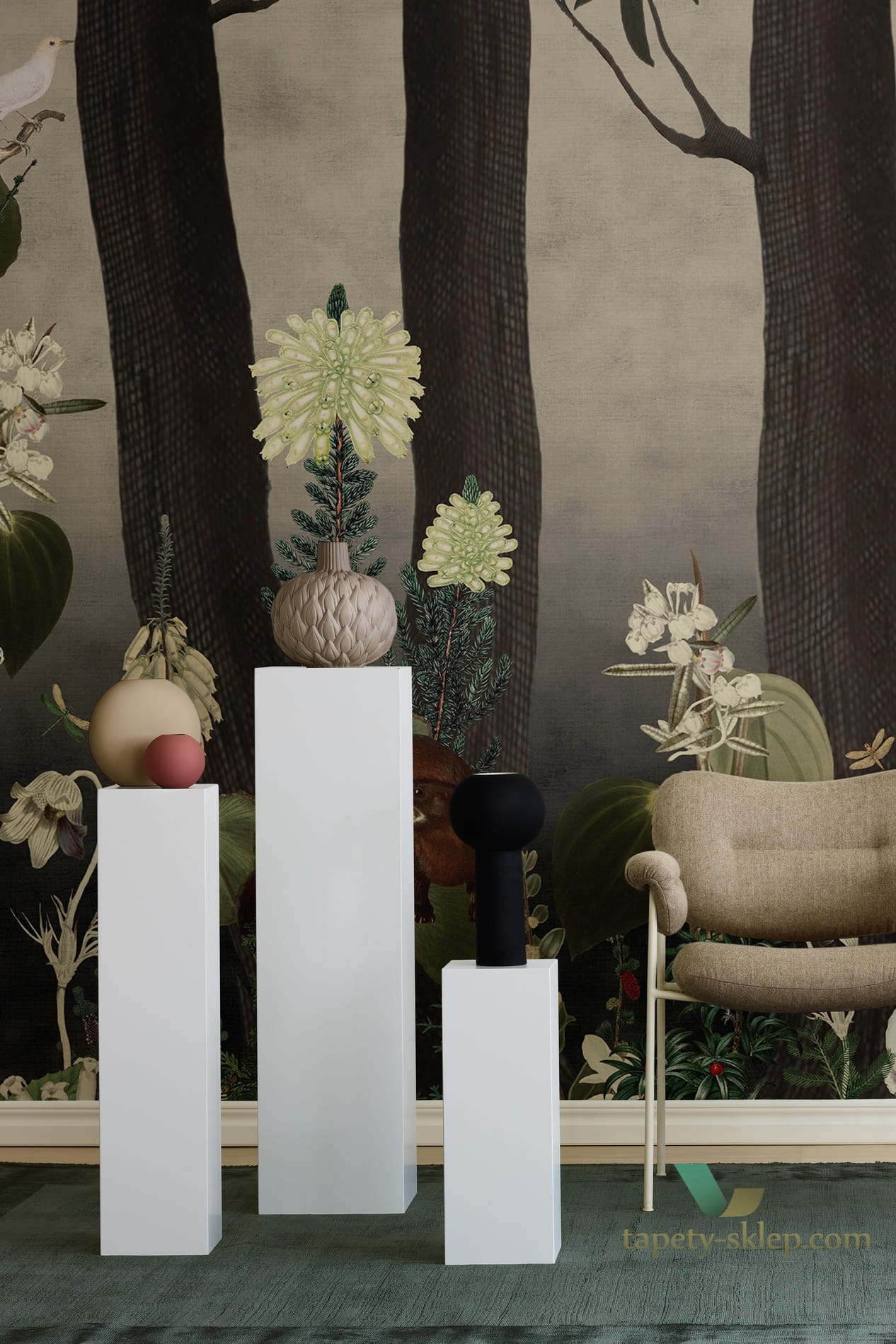 Tapeta Rebel Walls R17132 Rabbit Hole Moss & Coral