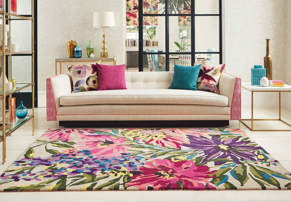 Różowo Fioletowy Dywan Harlequin w Kwiaty - FLOREALE FUSCHIA 44905