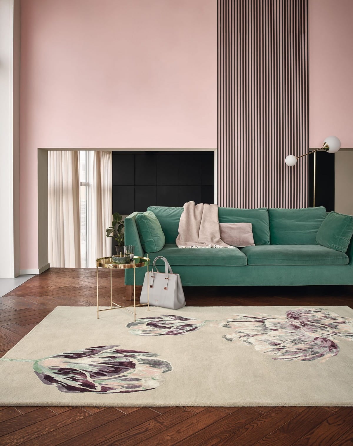 Beżowo Filoletowy Dywan Ted Baker w Kwiaty - TRANQUILITY BEIGE 56001