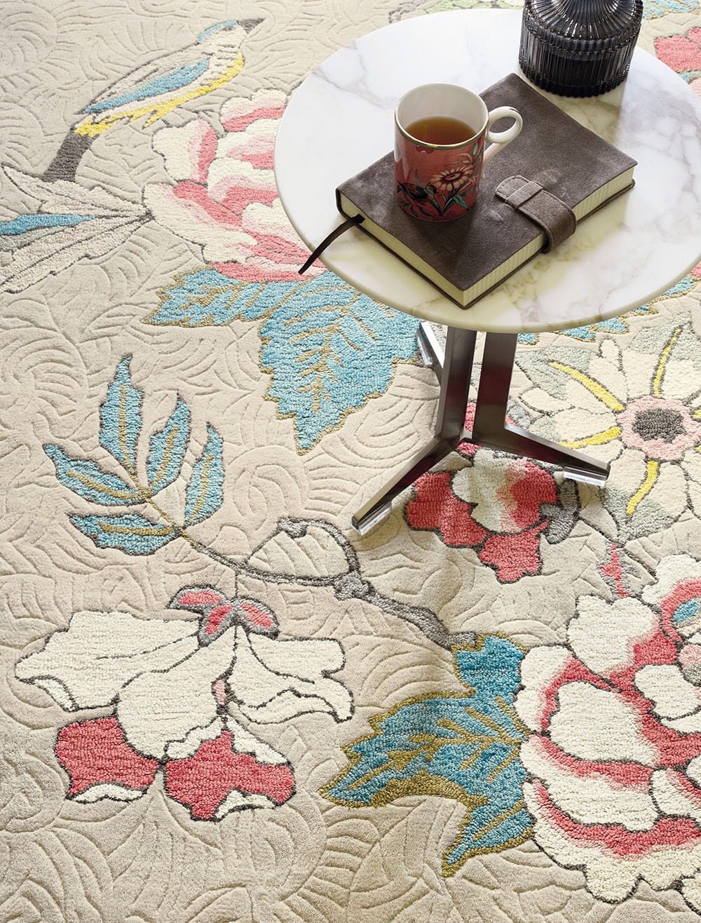Błękitno Różowy Dywan Wedgwood w Kwiaty - PAEONIA BLUSH 37902