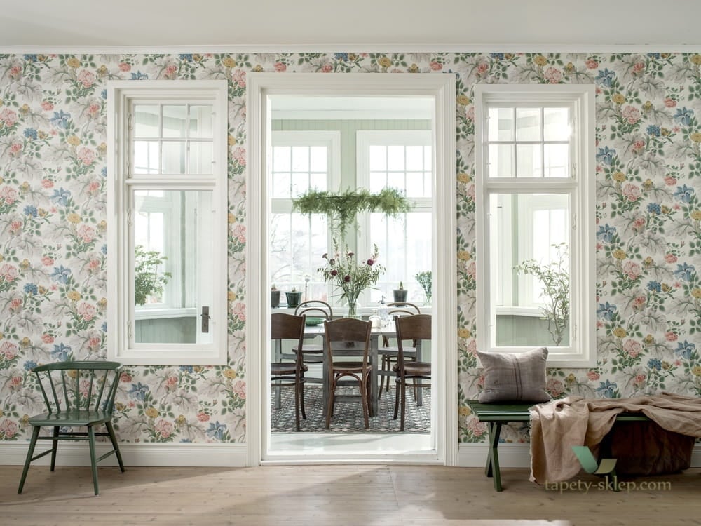 Tapeta roślinna w stylu vintage Boras 7235 Carnation Garden In Bloom