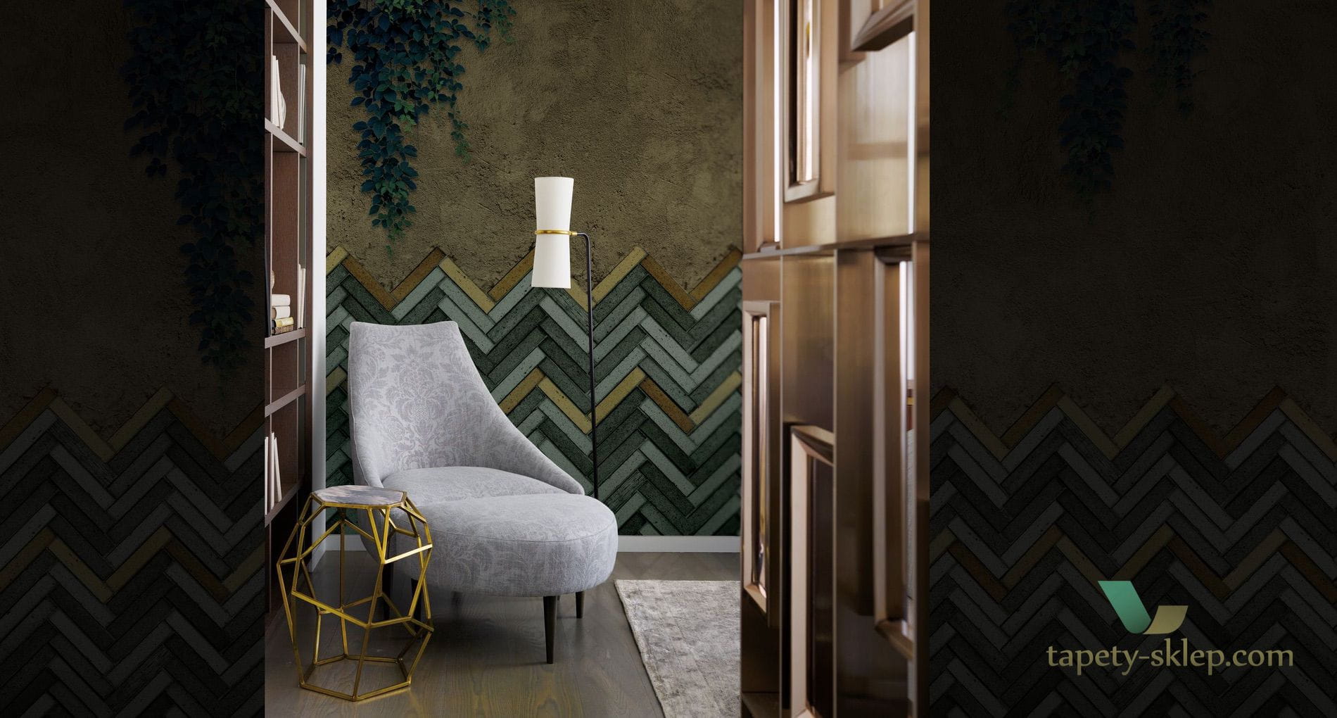 Tapeta Muance MU12047 Fishbone Bricks II Cobalt