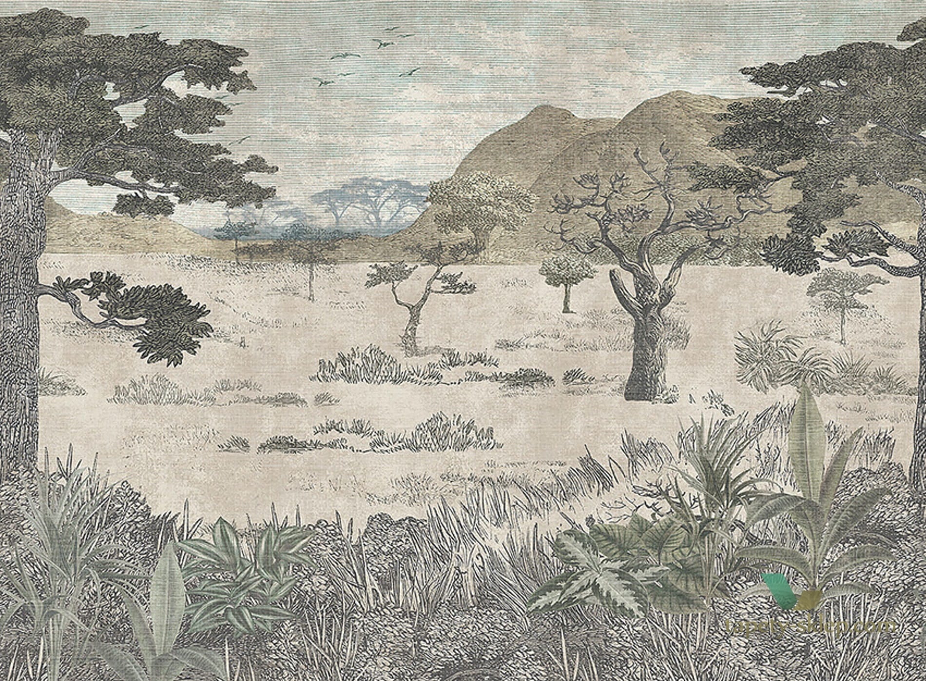 Mural Boras 9575W Serengeti Savannah Wild Animals (1195)