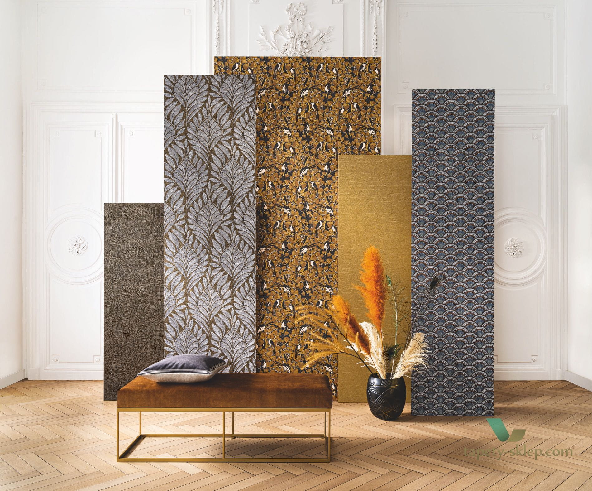 Tapeta liście Casamance Gustav 74770406 Printemps Viennois