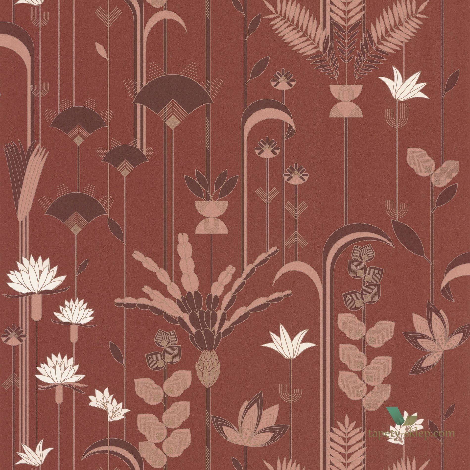 Tapeta roślinna w stylu Art-deco Caselio LBY 102094047 Ephemeral Labyrinth