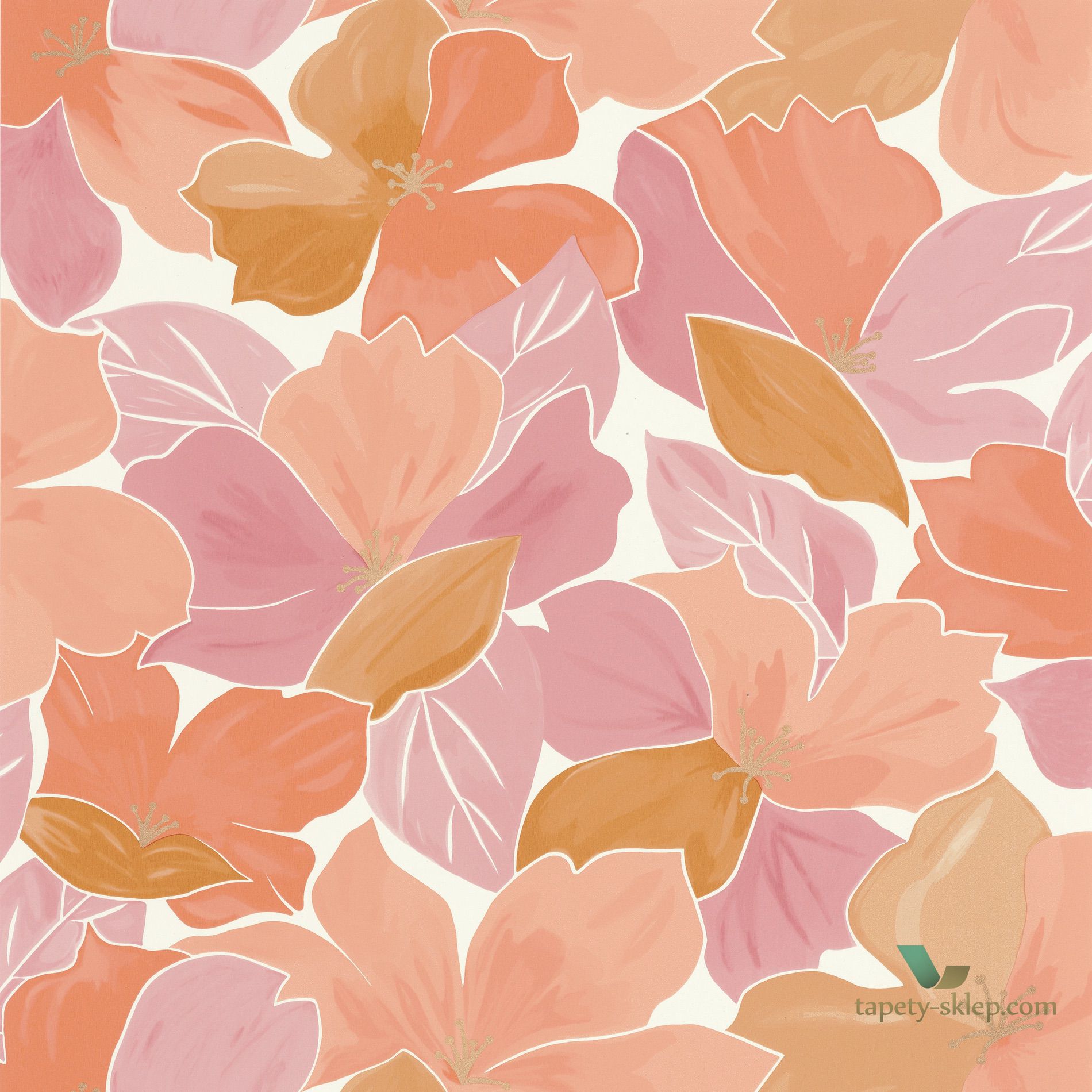 Tapeta w kwiaty retro Caselio FLP101884032 August Flower Power