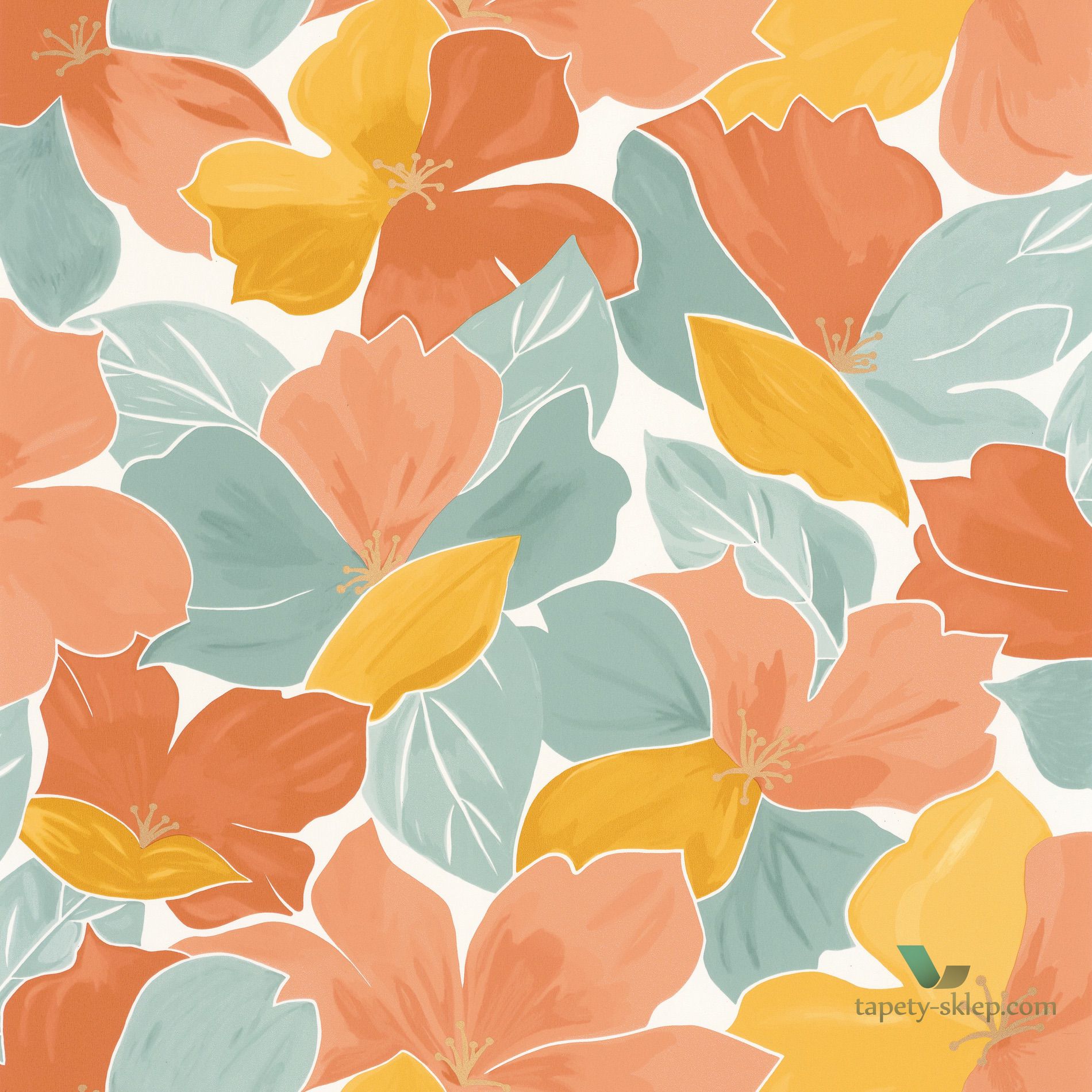 Tapeta w kwiaty retro Caselio FLP101887023 August Flower Power